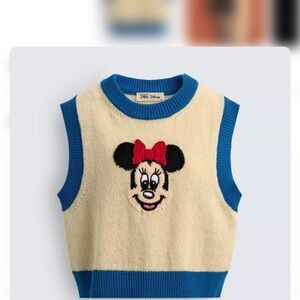 Zara X Harry Lambert Disney Minnie Mouse Knit Vest - Cream & Blue